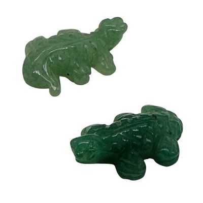 Aventurine Crocodile Alligator Lizard Animal Beads | 27x15x7mm | Green