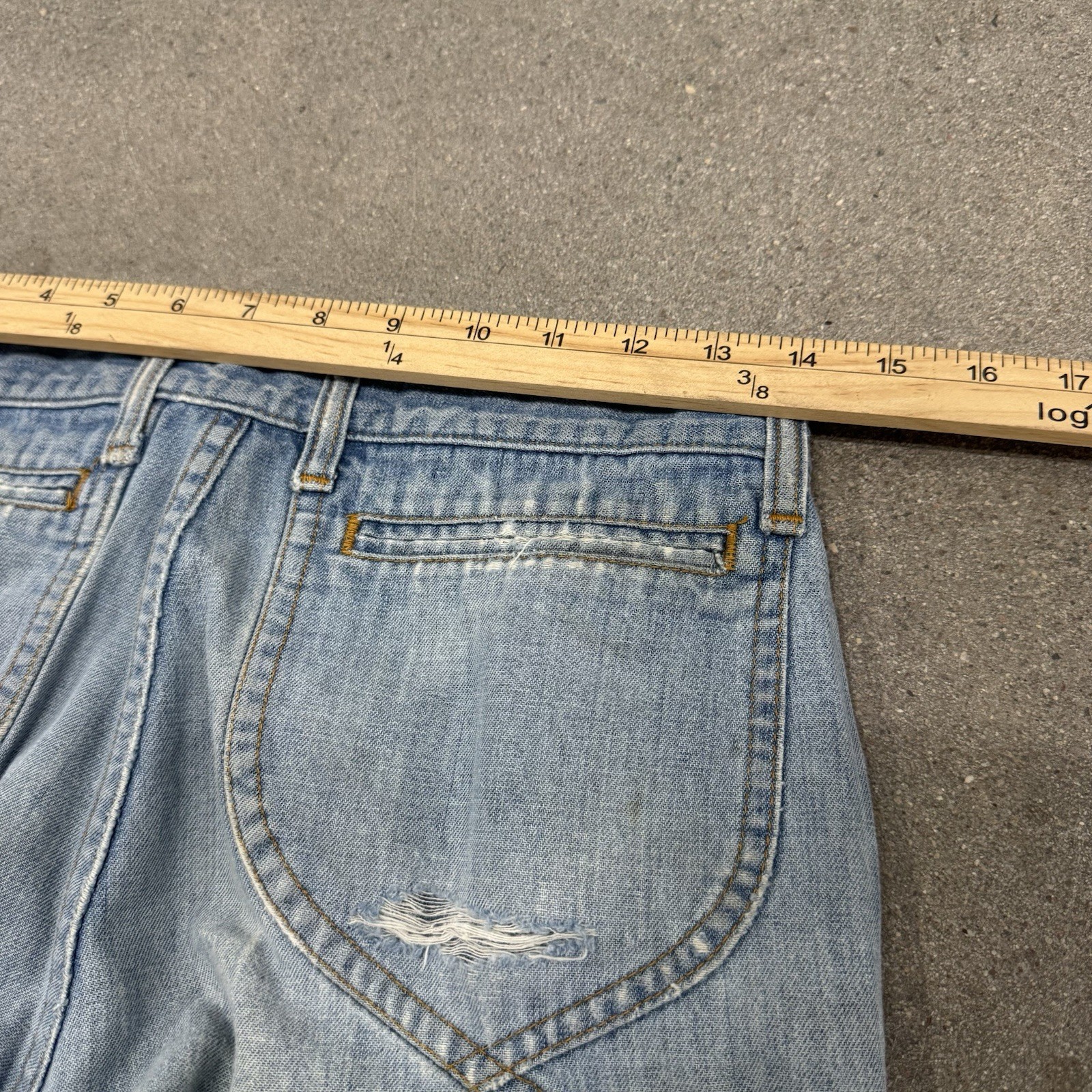 Vintage 70s Lee Bell Bottoms Flared Denim Hippy Jeans Sz fit 28x30 Flared USA thumbnail 7