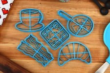 Breakfast Food Cookie Cutters - Fried Egg, Coffee, Croissant, Buttered Waffle,