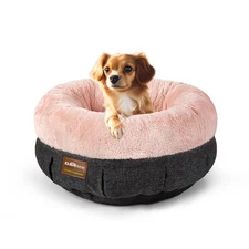 ClevaHome Cozy Cat Bed Plush Round with Raised Sides & Anti-Slip Base