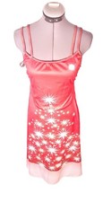 Vintage Women's Red  Slip Dress With Starburst Design Size M