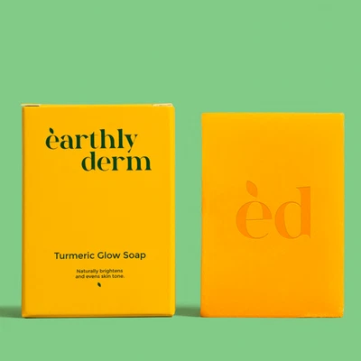 : Earthly Derm Turmeric Glow Soap - Bar for Face & Body . Fades Dark Spots.