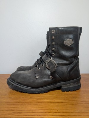 Size 8.5 - Men's Black Eagle Harley Davidson Biker Boots Belt Buckle Leather 