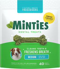 Dental Chews for Dogs, 40 Count, Vet-Recommended Mint-Flavored Dental Dog Treats