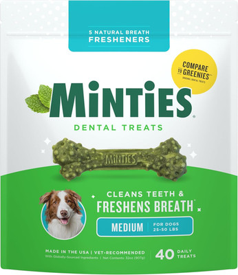 Dental Chews for Dogs, 40 Count, Vet-Recommended Mint-Flavored Dental Dog Treats