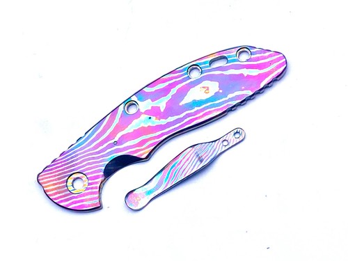 Rick Hinderer XM18 3.5" NiobiuTi® Titanium Show Side Scale + Clip Custom Pink