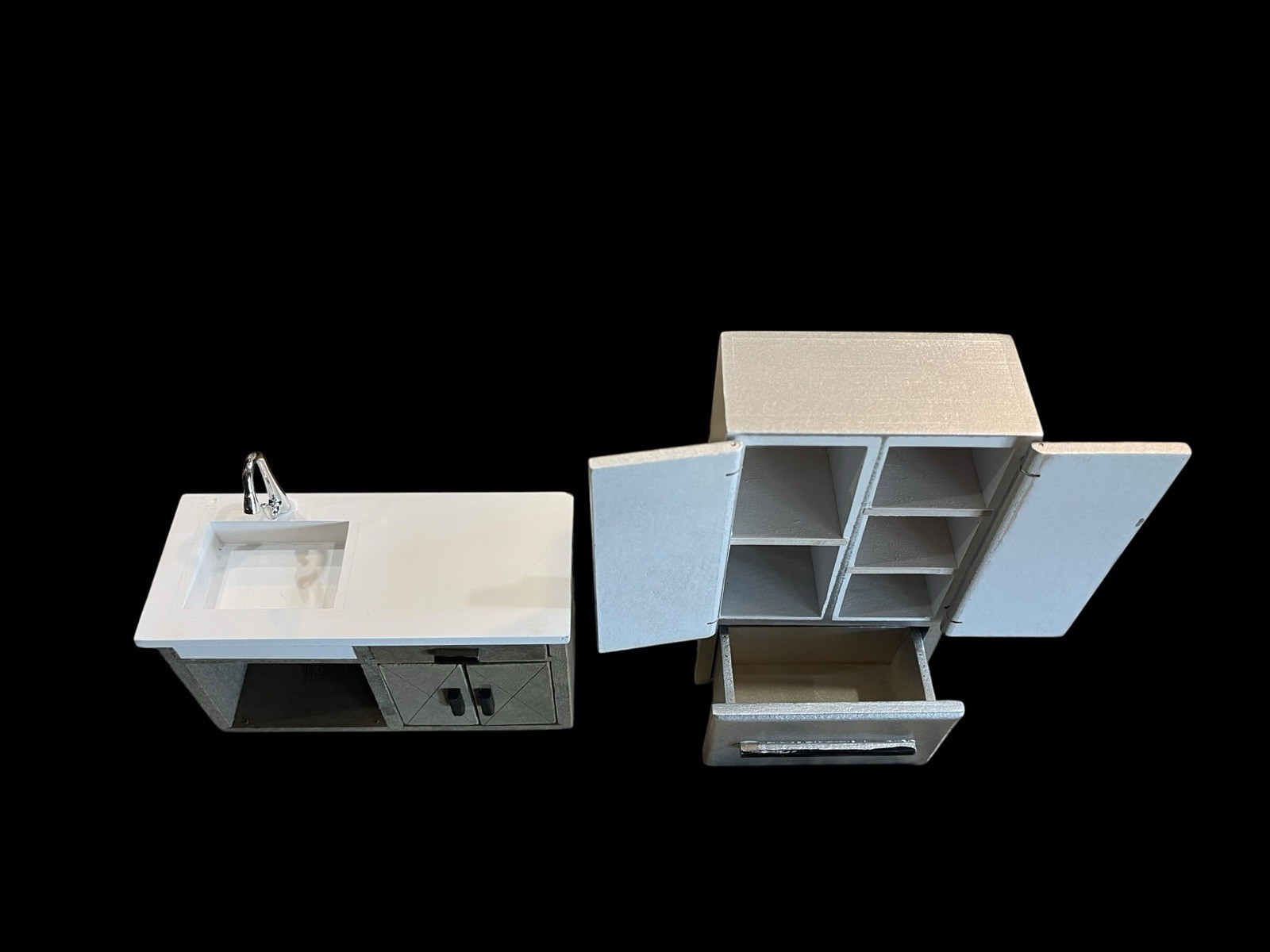 Mayberry Street Miniatures Dollhouse Kitchen Sink And Fridge Set 1:12 Scale