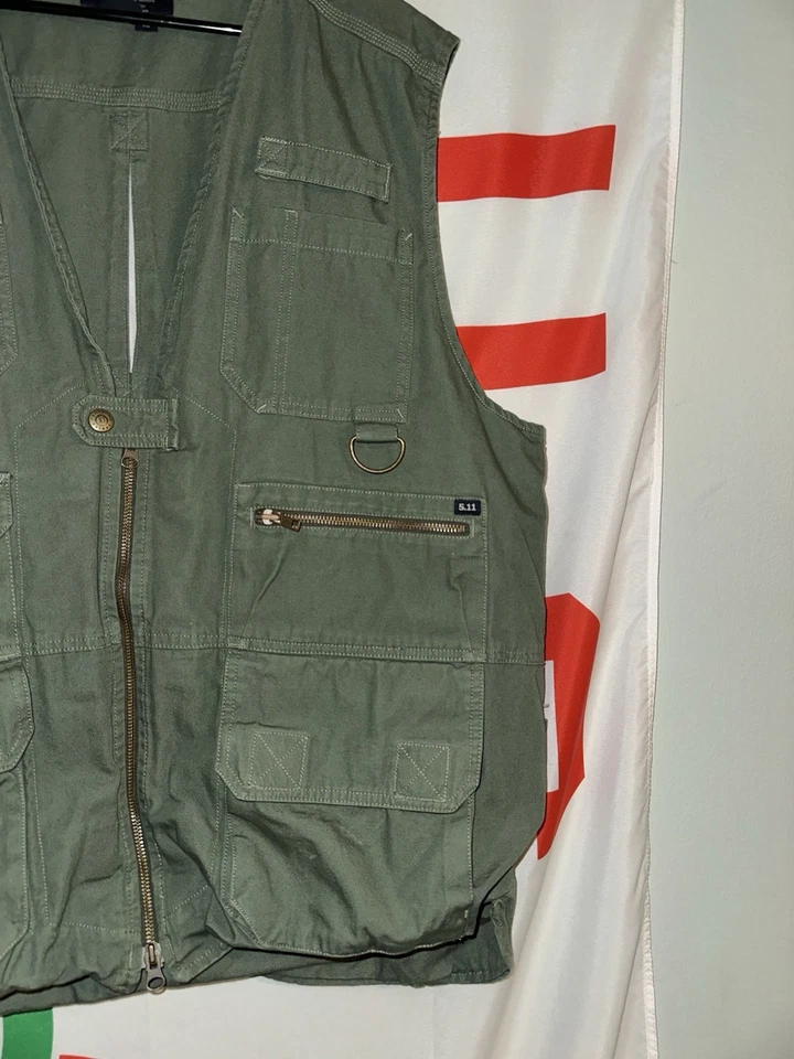 5.11 Tactical Vest Series 80001 Army Green Hunting Cargo Mens XL Conceal Carry - Image 2 of 4