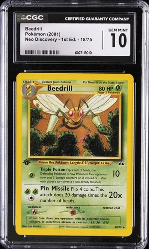 2001 POKEMON NEO DISCOVERY 1ST EDITION #18 BEEDRILL CGC 10 GEM MINT