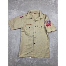 Boy Scouts of America Uniform Shirt Kids Youth Large Tan Short Sleeve Patched