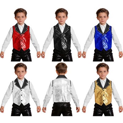 Kinder Jungen Weste Festival Tops Evening Waistcoat Button Down Party Oberteil