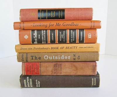 Antique Vintage Brown Rust Book Decor Staging, Lot of 7 Hardcover