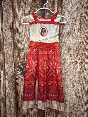 Disney Moana 2 Nightgown Dress Toddler 2T Red Orange Ruffle Flame Resistant