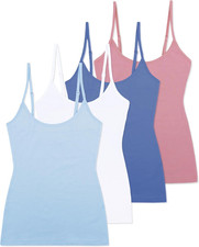 Women'S 4-Pack Slim-Fit Camisoles Cotton Adjustable Spaghetti Strap Top Underwea
