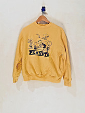 Peanuts Charlie Brown Snoopy Youth Med Yellow Pullover Sweatshirt Sweater Retro