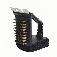 Heavy Duty 3-in-1 Grill Brush with Copper Bristles Stainless Steel Scraper and