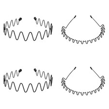 Metal Hair Band for Men - 4 Pieces Metal Headband Wavy Hairband Spring Hair