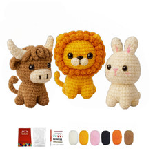 3pc Animal Family Crochet Kit for Beginners with Step-by-Step Video Tutorials
