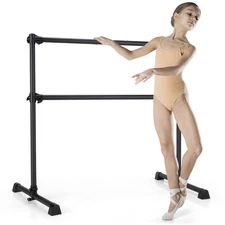 4FT Portable Double Freestanding Ballet Barre Dancing Stretching Black