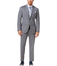 Kenneth Cole Mens Techni-Cole Two Button Blazer Jacket, Grey, 40 Short