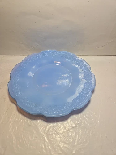 Jeanette Cherry Blossom Delphite Blue Milk Glass Saucer