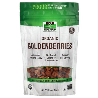 Now Foods Real Food Certified Organic Golden Berries 8 oz 227 g Organic, Vegan,