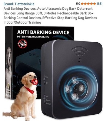 Anti Barking Device for Dogs Long Range 50ft, Ultrasonic Dog Bark Deterrent D...