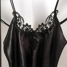 NWT Vintage Frederick  s Of Hollywood Beaded Sequin Lace Camisole Sz M Black 90s