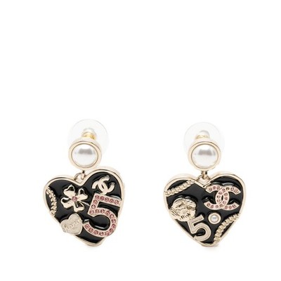 CHANEL COCO Mark Camelia No. 5 Herz Motiv Piercing Damen 【Gebraucht】