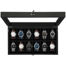 12 Slots Solid Wood Watch Box Organizer Watch Case Jewelry Storage Display Case