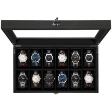 12 Slots Solid Wood Watch Box Organizer Watch Case Jewelry Storage Display Case