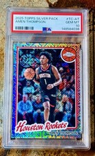 AMEN THOMPSON 🌟 2025 TOPPS SILVER PACK '80-81 CHROME BASKETBALL Rockets PSA 10