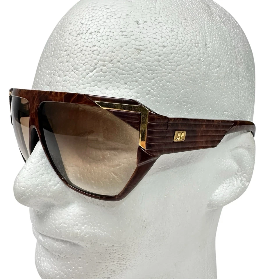Vintage Courreges France Brown/Gold Accent Paris Sunglasses - Image 2 of 4