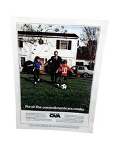 1983 CNA Insurance Print Ad Vintage Family Soccer Scene Authentic Advertising