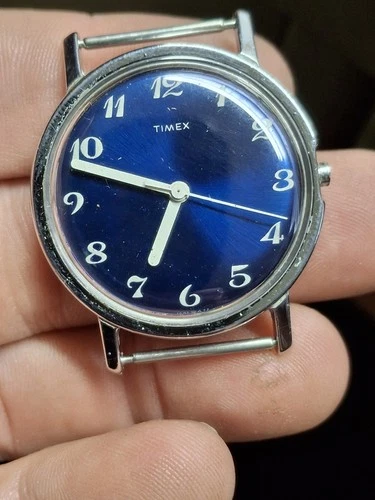 Timex Mercury 1972 Blue Dial Mens Vintage 1970s Mechanical Handwind Watch Retro