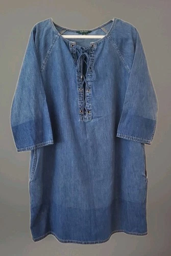  Lauren Ralph Lauren Denim Jean Dress SIZE 1X NWT