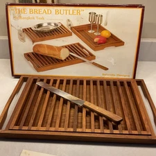 Selandia Designs Teak Bread Butler Tray Set 3 Pieces New Old Stock
