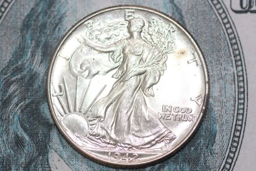 1942 50c Walking Liberty Half Dollar Gem BU! 90% Silver "Heavy Mint Luster"