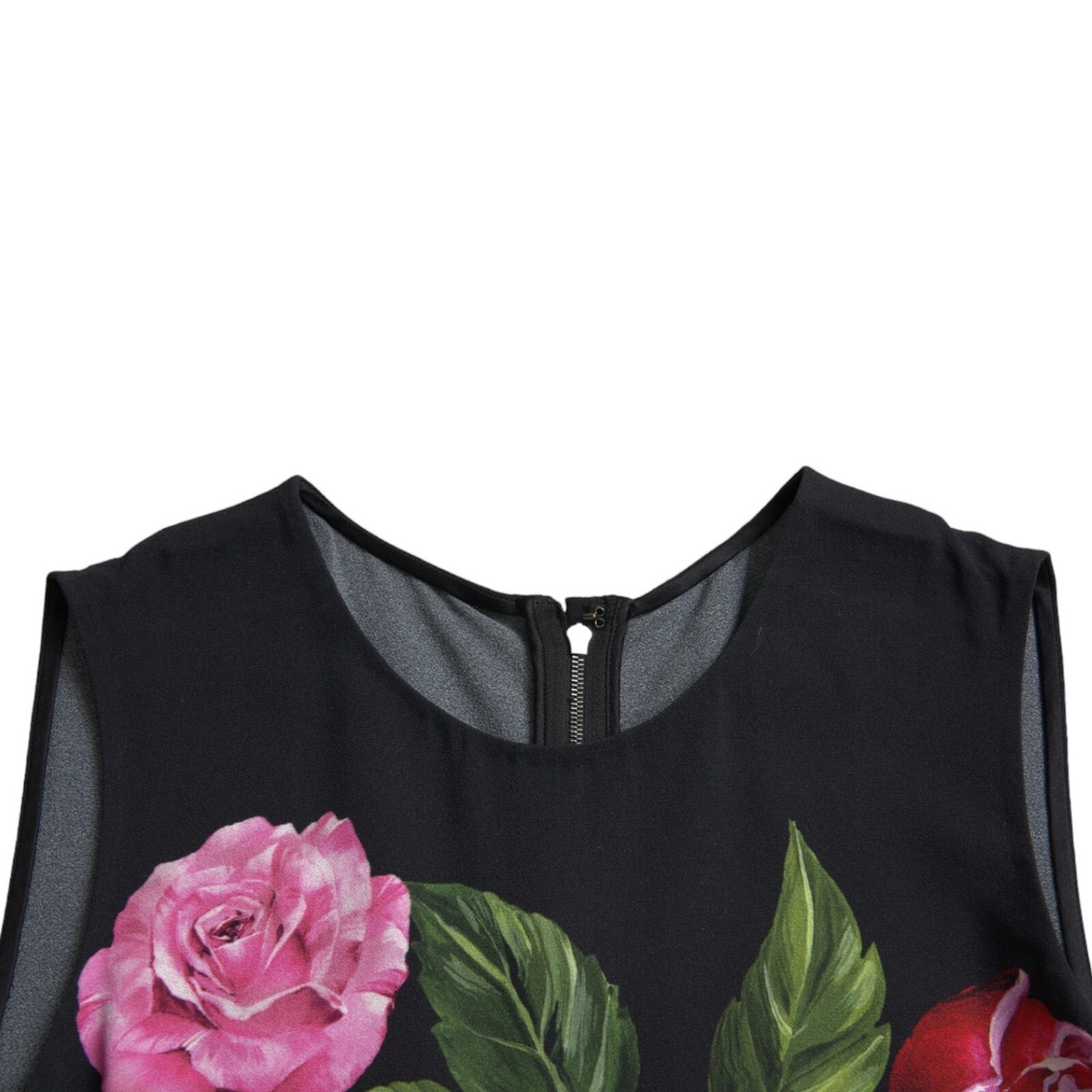 DOLCE & GABBANA Top Black Floral Viscose Round Neck Tank DOLCE & GABBANA Top Black Floral Viscose Round Neck Tank