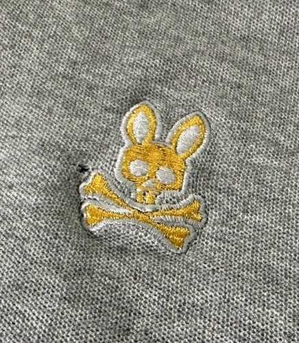 PSYCHO BUNNY Polo Shirt Grey Red White Blue Gold Logo Embroidery Mens Size 7 XL - Picture 2 of 7