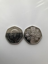 2 x King Charles III (1st Portrait) Queen Elizabeth II 2022 50p  Coin Circulated
