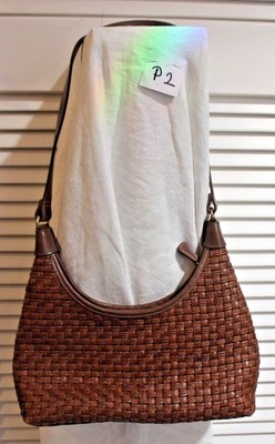 FOSSIL GENUINE WOVEN BROWN LEATHER 