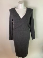 NEW Leith Nordstrom Gray Faux Wrap Sheath Ribbed Sweater Dress