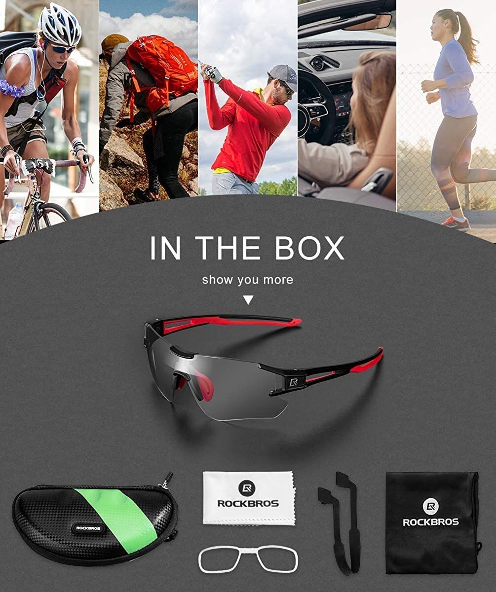 ROCKBROS Fahrradbrille Rahmenlose Photochromic Sonnenbrille UV400 Sport
