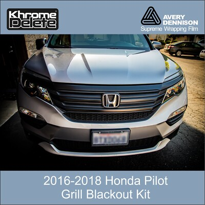 #ad #ad Chrome Delete Vinyl fitting a 2016 2018 Honda Pilot Grill Matte Black $59.99