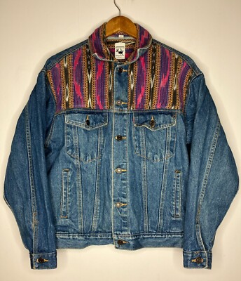 Uccelli Guatemala Jean Denim Jacket Women's Medium Hippie Boho