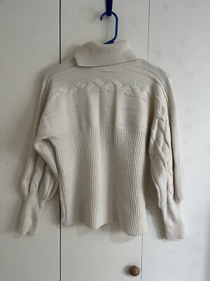 JOA Revolve Archer Size Small Cable Knit Turtleneck Sweater Ivory