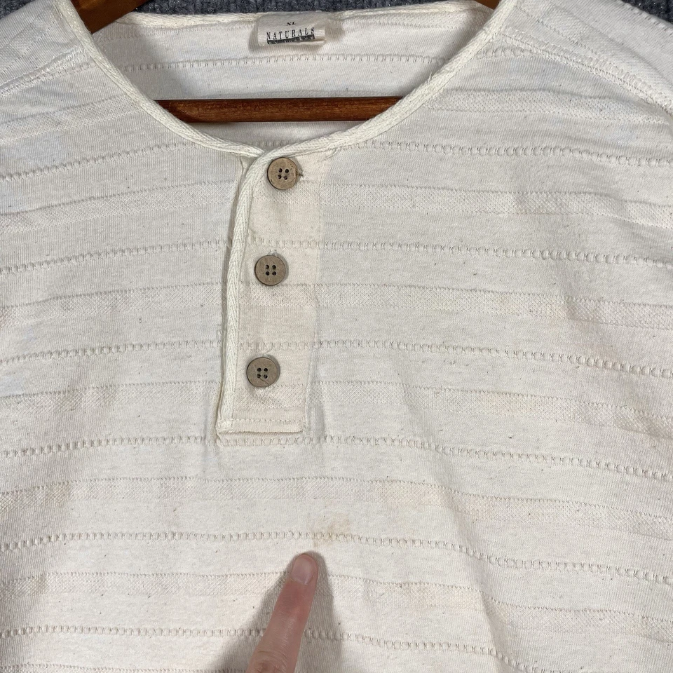 VINTAGE Naturals by Jockey Henley Shirt XL Unbleached Cotton Hippie Textured - Image 4 of 4