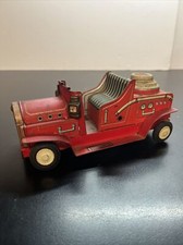 Vintage 6.25" TN Japan Tin Litho Friction Firetruck For Repair W6