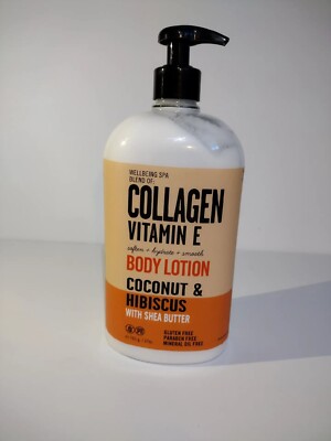 New wellbeing COLLAGEN Vitamin E Body Lotion COCONUT& HIBISCUS 27 Oz Soften Skin